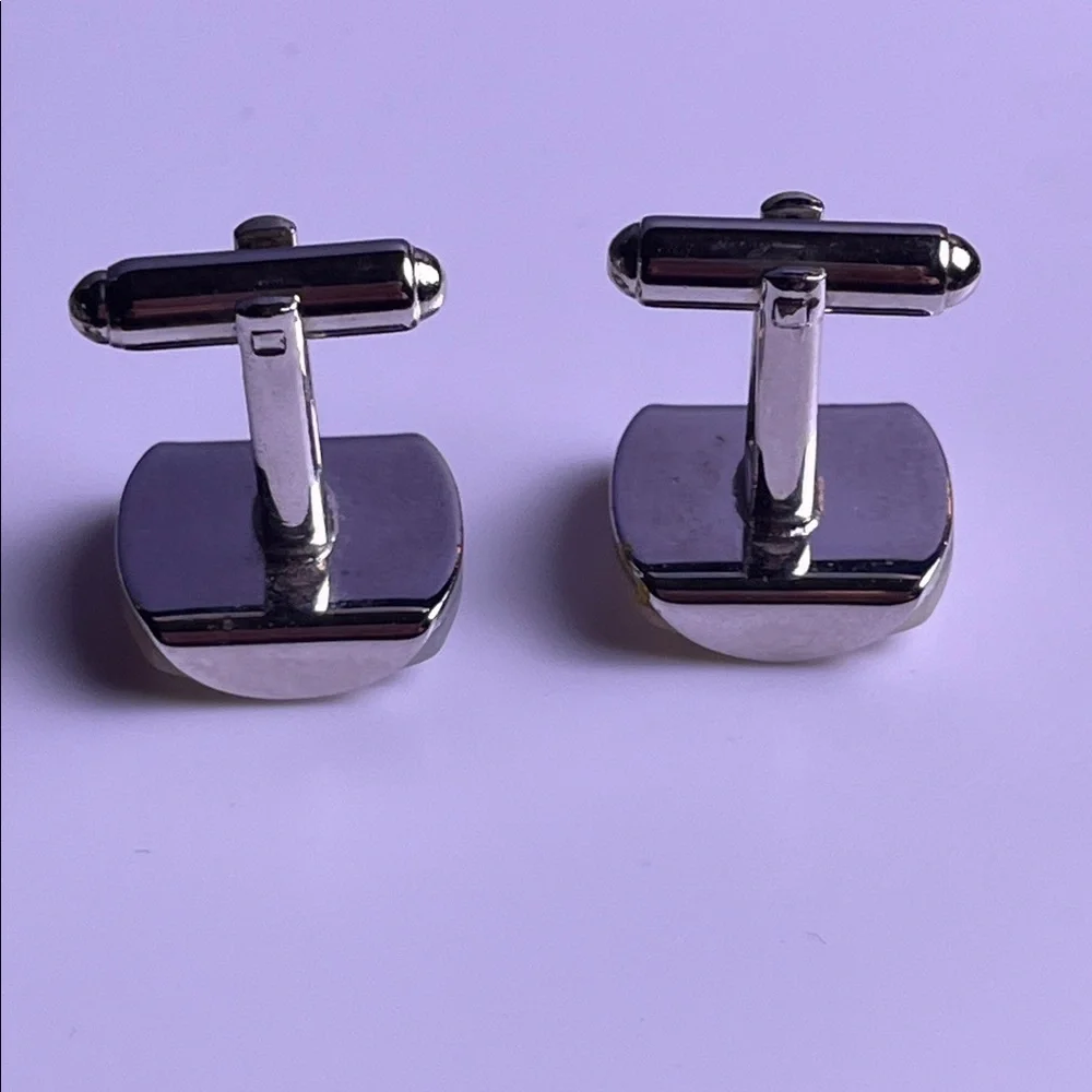 Vintage silver tone mother of pearl cuff links